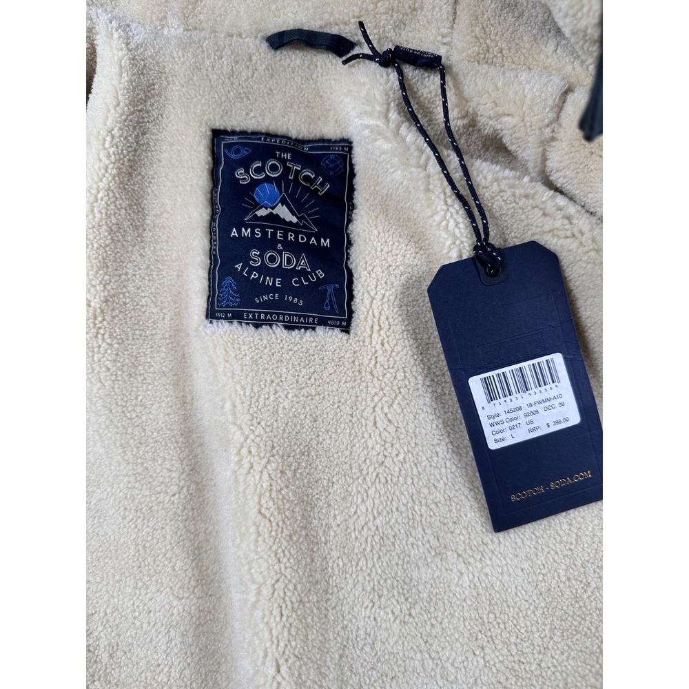 Scotch & Soda Parka Jacket Mens Large Blue Green Plaid Sherpa Lined Travel Light - Picture 8 of 16